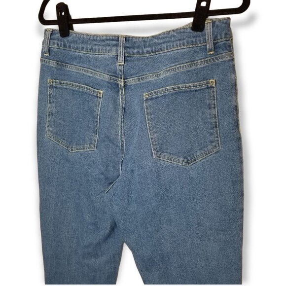 American Apparel High Waisted Tapered Jeans Medium Wash Pencil Pant 30" Inseam - Picture 5 of 9